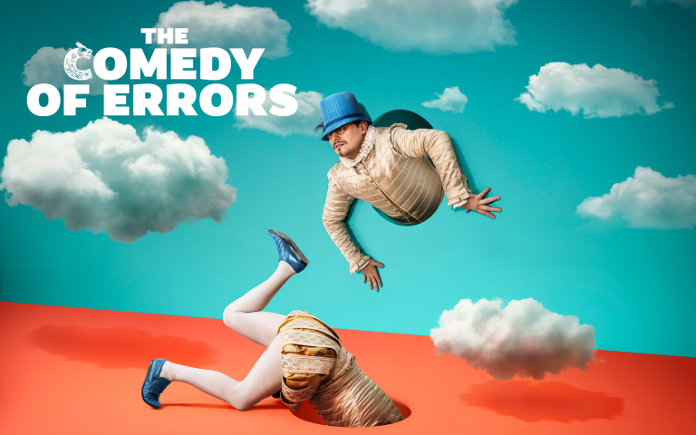 Poster for The Comedy of Errors at Shakespeare's Globe. Part of their summer 2023 season.