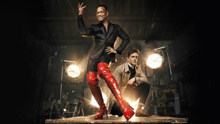 Johannes Radebe and Dan Partidge in a promo image for the UK tour of Kinky Boots