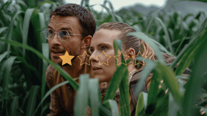 Jurassic World Rebirth Jonathan Bailey and Scarlett Johansson in Jurassic World Rebirth. Photo by Jasin Boland/Universal Pictures - © Universal Studios. All Rights Reserved.