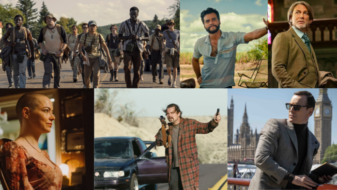 The Long Walk (2025) © Lionsgate Films; The Secret Agent (2025) © CinemaScópio Produções; Wake Up Dead Man (2025) © Netflix; Bugonia (2025) © Focus Features; One Battle After Another (2025) © Warner Bros. Pictures; Black Bag (2025) © Universal Pictures